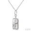 Silver Rectangular Shape Cross Fluted Medallion Diamond Pendant