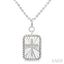 Silver Rectangular Shape Cross Fluted Medallion Diamond Pendant
