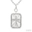 Silver Rectangular Shape Cross Fluted Medallion Diamond Pendant