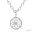 Silver Circle Floral Medallion Diamond Fashion Pendant