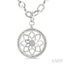 Silver Circle Floral Medallion Diamond Fashion Pendant