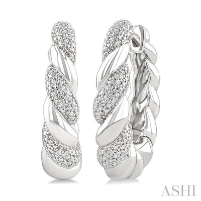 Silver Bold Rope Diamond Fashion Earrings