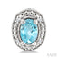 Silver Oval Shape Gemstone & Diamond Earrings