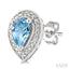 Silver Pear Shape Gemstone & Diamond Earrings