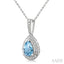 Silver Pear Shape Gemstone & Diamond Pendant