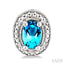 Silver Oval Shape Gemstone & Diamond Earrings