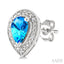 Silver Pear Shape Gemstone & Diamond Earrings