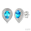 Silver Pear Shape Gemstone & Diamond Earrings