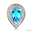 Silver Pear Shape Gemstone & Diamond Earrings