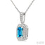 Silver Emerald Shape Gemstone & Diamond Pendant