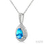 Silver Pear Shape Gemstone & Diamond Pendant