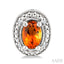 Silver Oval Shape Gemstone & Diamond Earrings