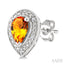 Silver Pear Shape Gemstone & Diamond Earrings