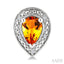 Silver Pear Shape Gemstone & Diamond Earrings
