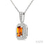Silver Emerald Shape Gemstone & Diamond Pendant