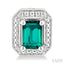 Silver Emerald Shape Gemstone & Diamond Earrings