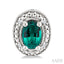 Silver Oval Shape Gemstone & Diamond Earrings