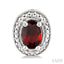 Silver Oval Shape Gemstone & Diamond Earrings