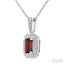 Silver Emerald Shape Gemstone & Diamond Pendant