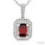 Silver Emerald Shape Gemstone & Diamond Pendant