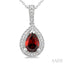 Silver Pear Shape Gemstone & Diamond Pendant