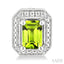 Silver Emerald Shape Gemstone & Diamond Earrings