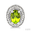 Silver Oval Shape Gemstone & Diamond Earrings