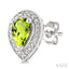 Silver Pear Shape Gemstone & Diamond Earrings