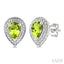 Silver Pear Shape Gemstone & Diamond Earrings