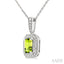 Silver Emerald Shape Gemstone & Diamond Pendant