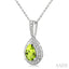Silver Pear Shape Gemstone & Diamond Pendant