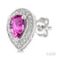 Silver Pear Shape Gemstone & Diamond Earrings