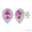 Silver Pear Shape Gemstone & Diamond Earrings