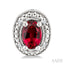 Silver Oval Shape Gemstone & Diamond Earrings