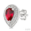 Silver Pear Shape Gemstone & Diamond Earrings