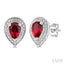 Silver Pear Shape Gemstone & Diamond Earrings