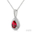 Silver Pear Shape Gemstone & Diamond Pendant