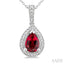 Silver Pear Shape Gemstone & Diamond Pendant