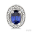 Silver Oval Shape Gemstone & Diamond Earrings