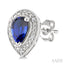 Silver Pear Shape Gemstone & Diamond Earrings