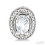 Silver Oval Shape Gemstone & Diamond Earrings