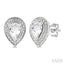 Silver Pear Shape Gemstone & Diamond Earrings