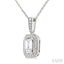 Silver Emerald Shape Gemstone & Diamond Pendant