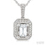 Silver Emerald Shape Gemstone & Diamond Pendant