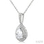 Silver Pear Shape Gemstone & Diamond Pendant