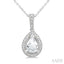 Silver Pear Shape Gemstone & Diamond Pendant