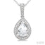 Silver Pear Shape Gemstone & Diamond Pendant