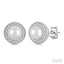 Silver Pearl & Halo Diamond Earrings
