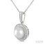Silver Pearl & Halo Diamond Pendant