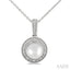 Silver Pearl & Halo Diamond Pendant